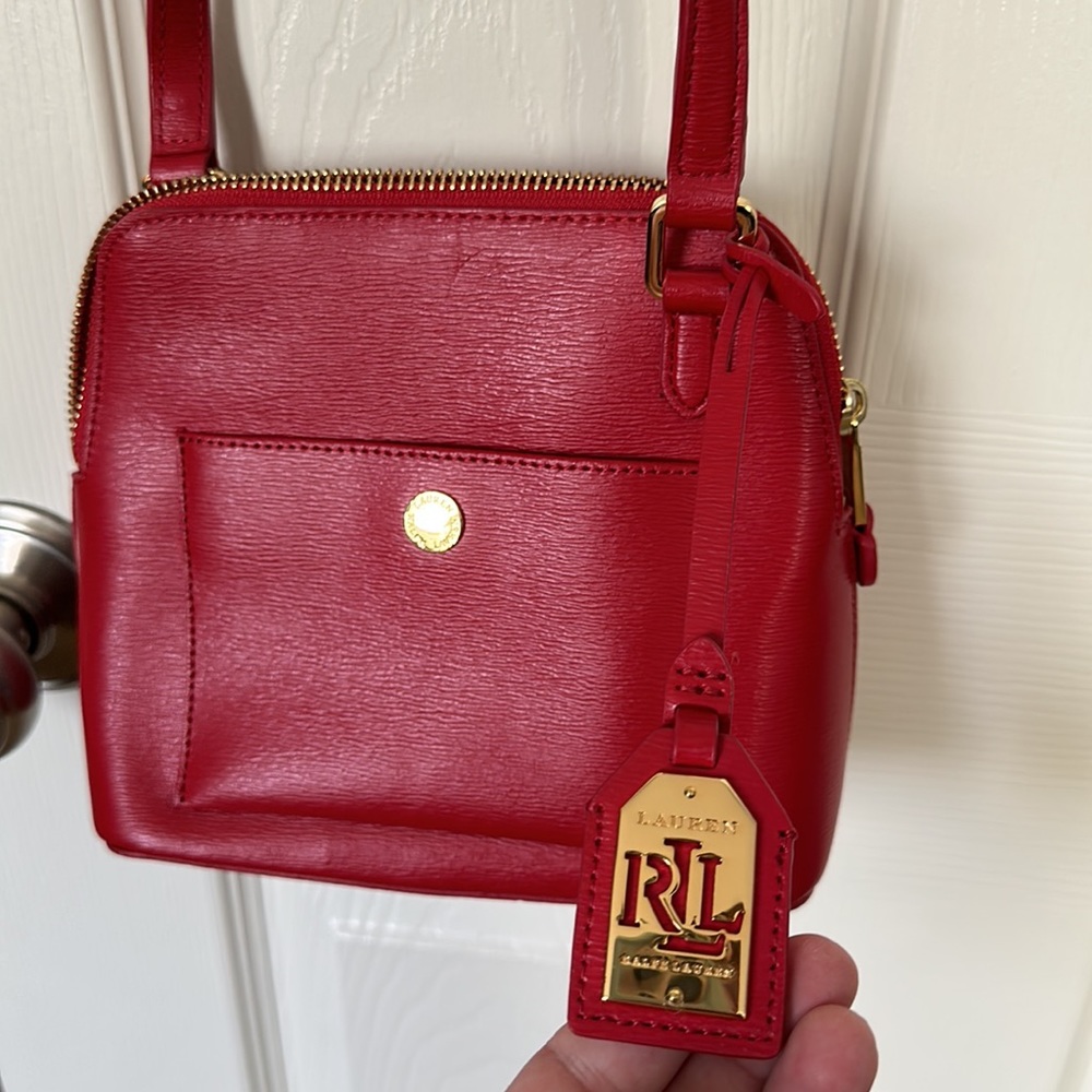 Beautiful Ralph Lauren Red Crossbody Handbag with Dust Bag - Picture 2 of 6